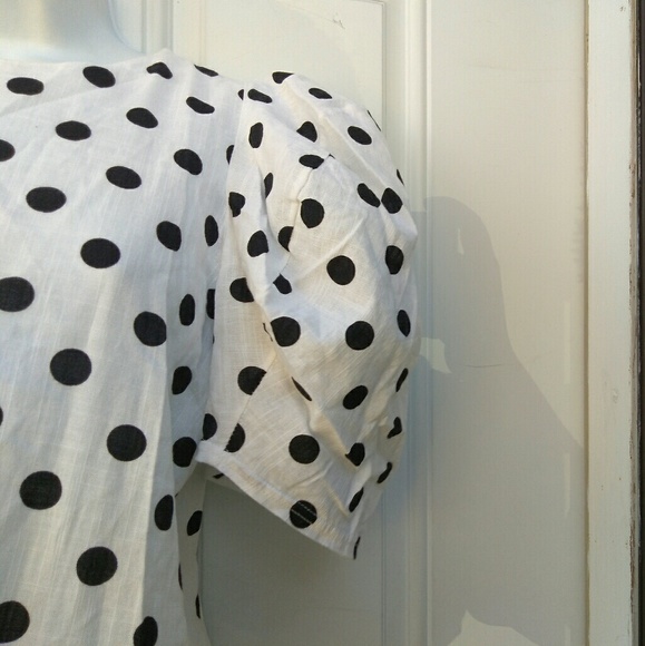 Pixie Market Roma Polkadot Balloon Sleeve Top - Picture 6 of 7